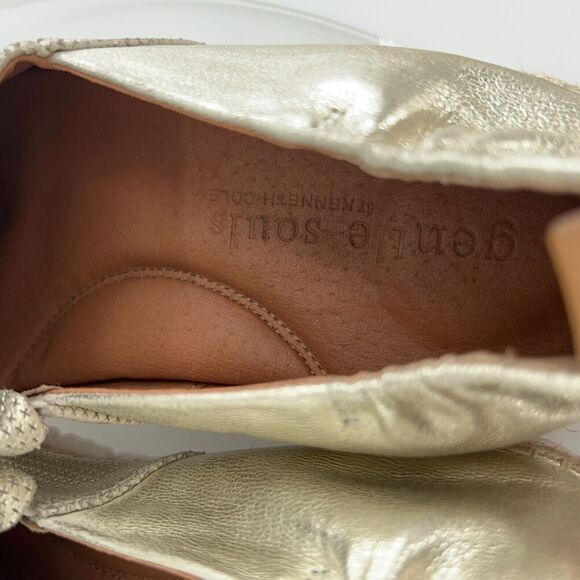 Gentle Souls Women's 10 Lara A-Line Sporty 2 Espadrilles Gold Leather Flats - Picture 12 of 15